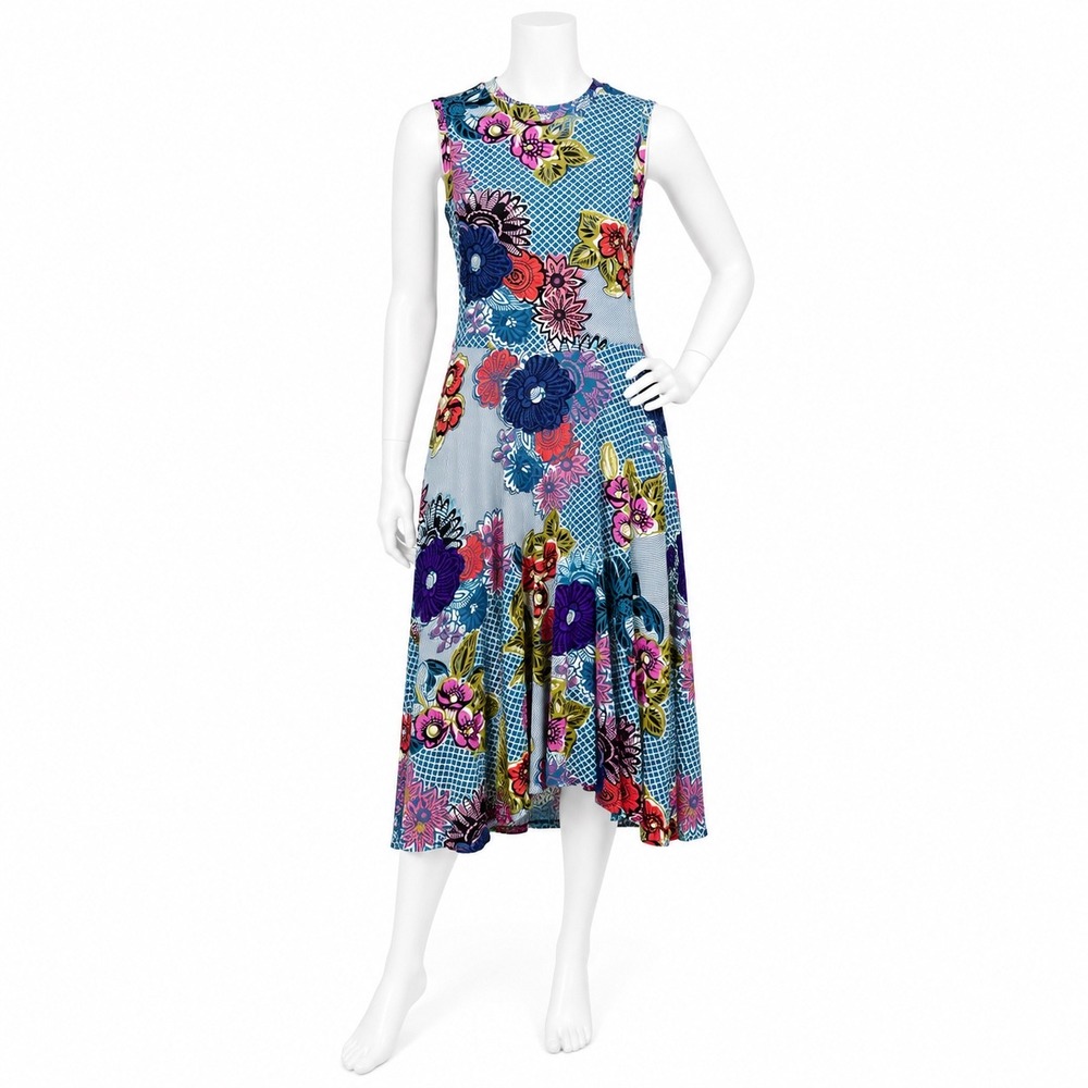 Anthropologie Maeve Floral Midi Swing Dress Women's Small High Neck Boho Pockets